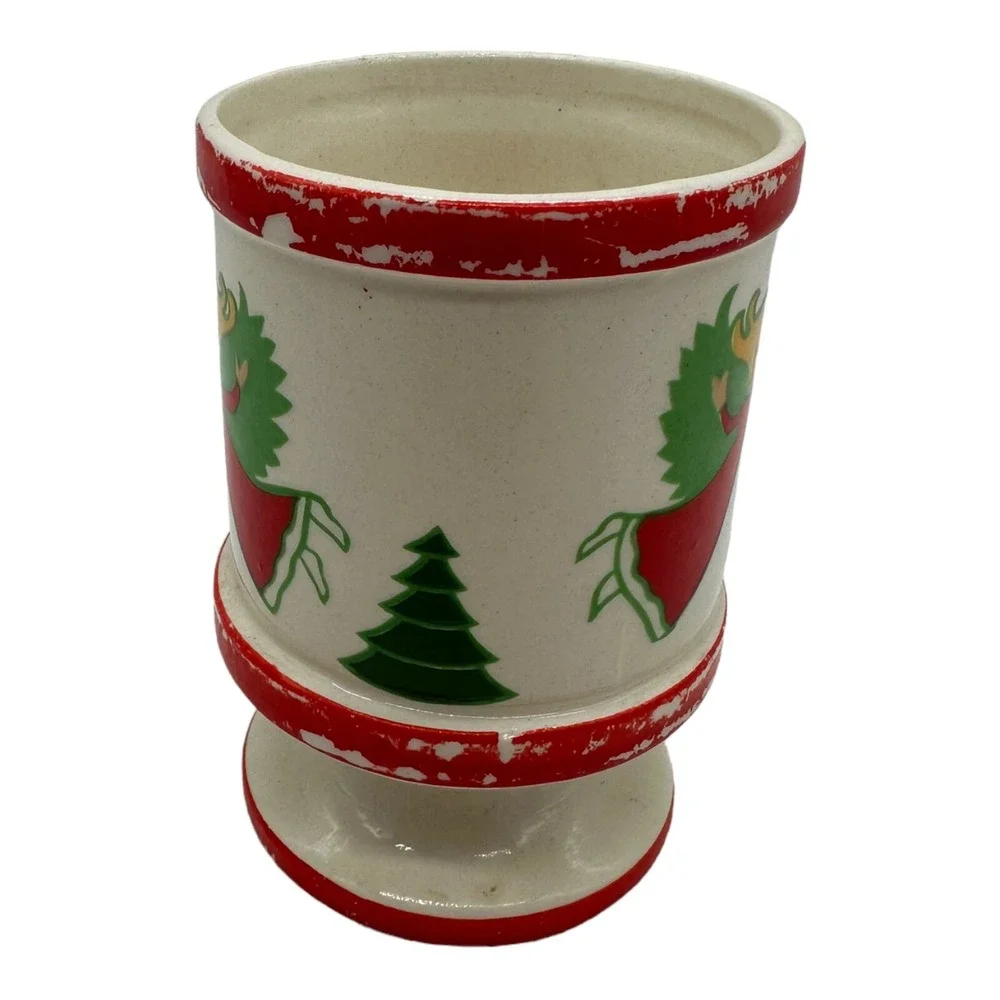 VTG Christmas Votive Candle‎ Holder Lenox Japan Angels Ceramic Trees 3.75